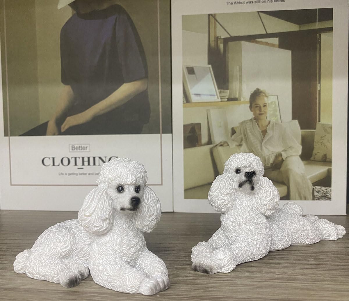 Semeid Conjunto de estatuetas de poodle em miniatura, estátuas e